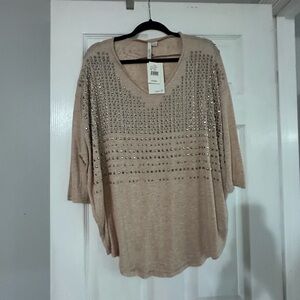 Aryn K Beige Studded Blouse